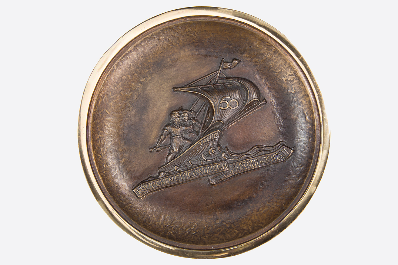 Teller, Herzlichen Glückwunsch zur Goldenen Hochzeit, Bronze Teller, Herzlichen Glückwunsch zur Goldenen Hochzeit, Bronze