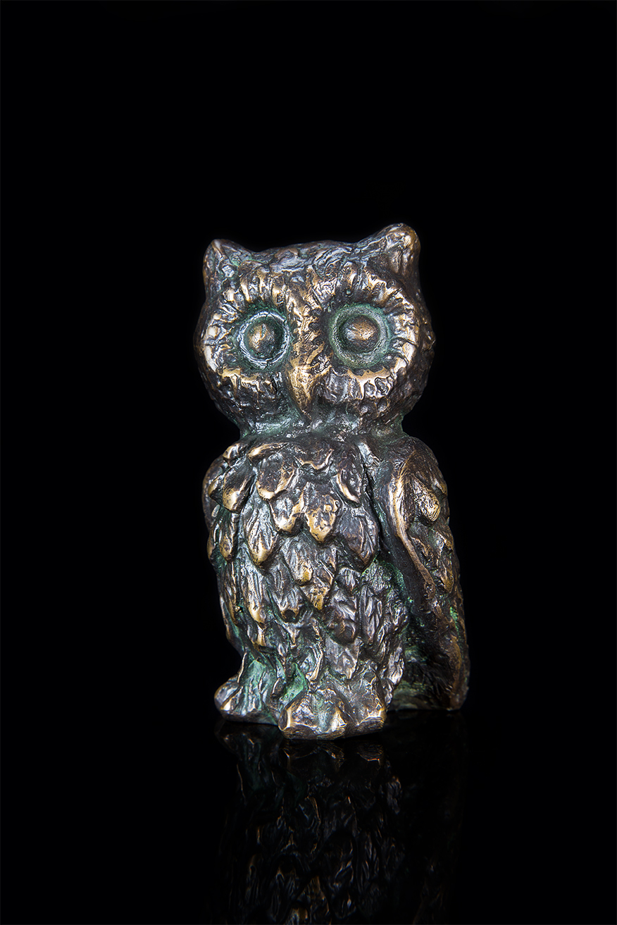 Tierplastik "Eule stehend", Bronze Tierplastik "Eule stehend", Bronze